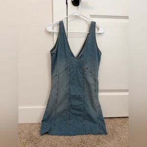 Denim V-Neck Sleeveless Dress